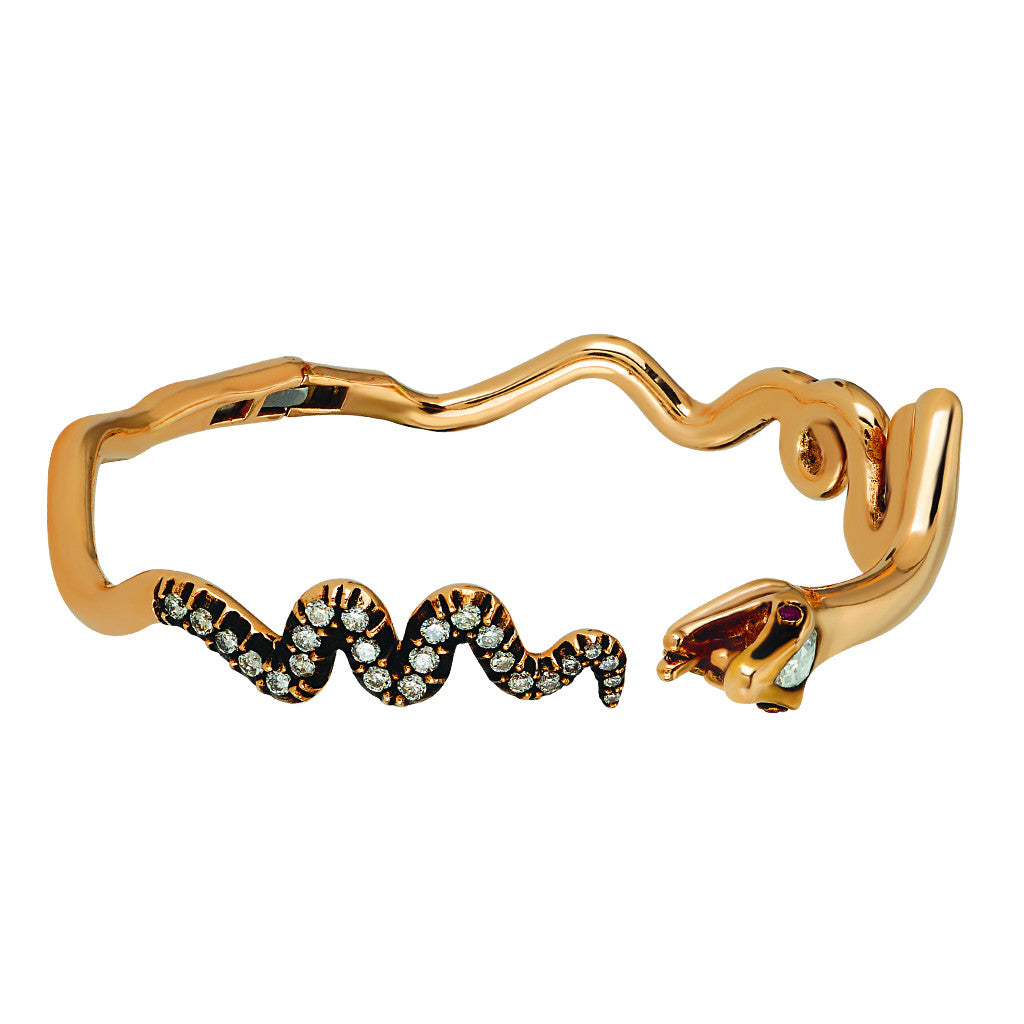 Gold and Diamond Snake Cuff