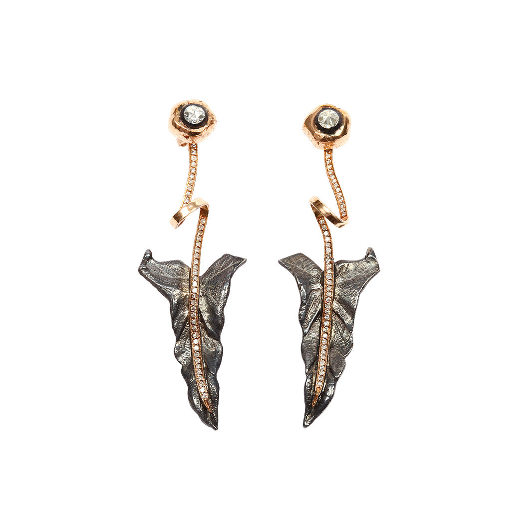 Gold and Silver Leaf Earrings