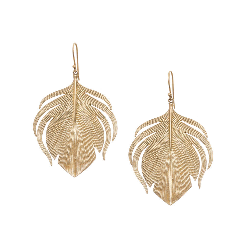 Large Peacock Feather Earrings