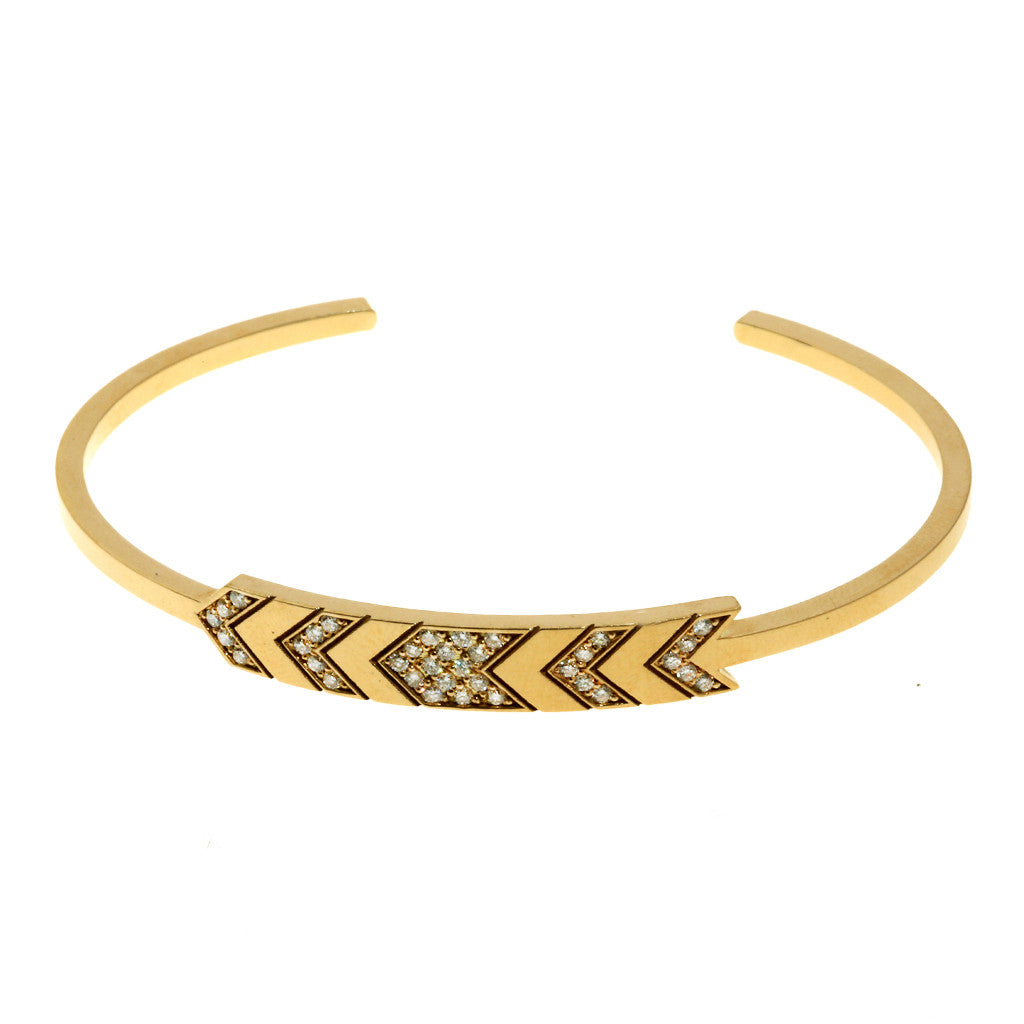 Yellow Gold Double Chevron Cuff