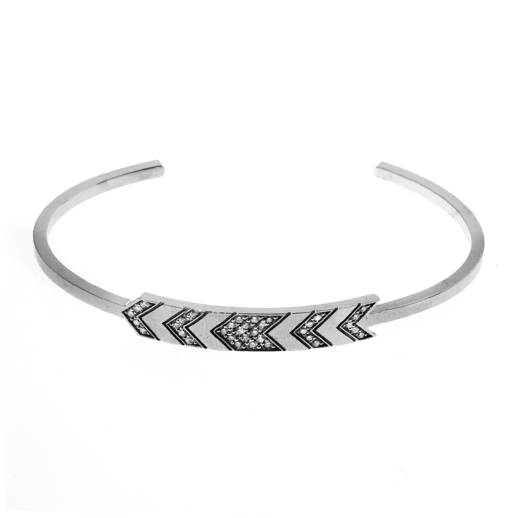 White Gold Double Chevron Cuff