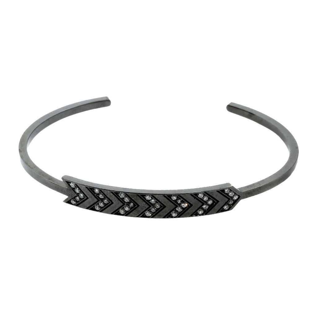 Black Gold Chevron Thin Cuff