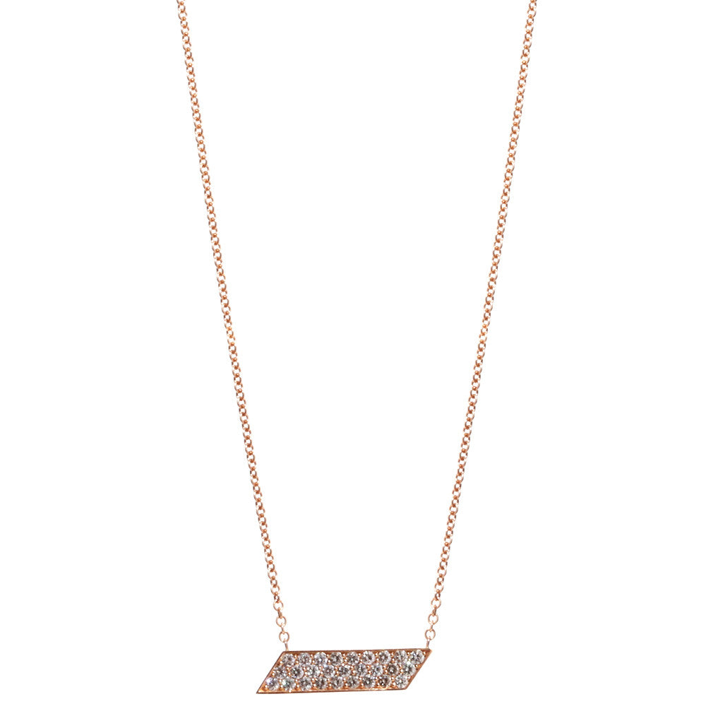 Rose Gold Diagonal Plate Necklace