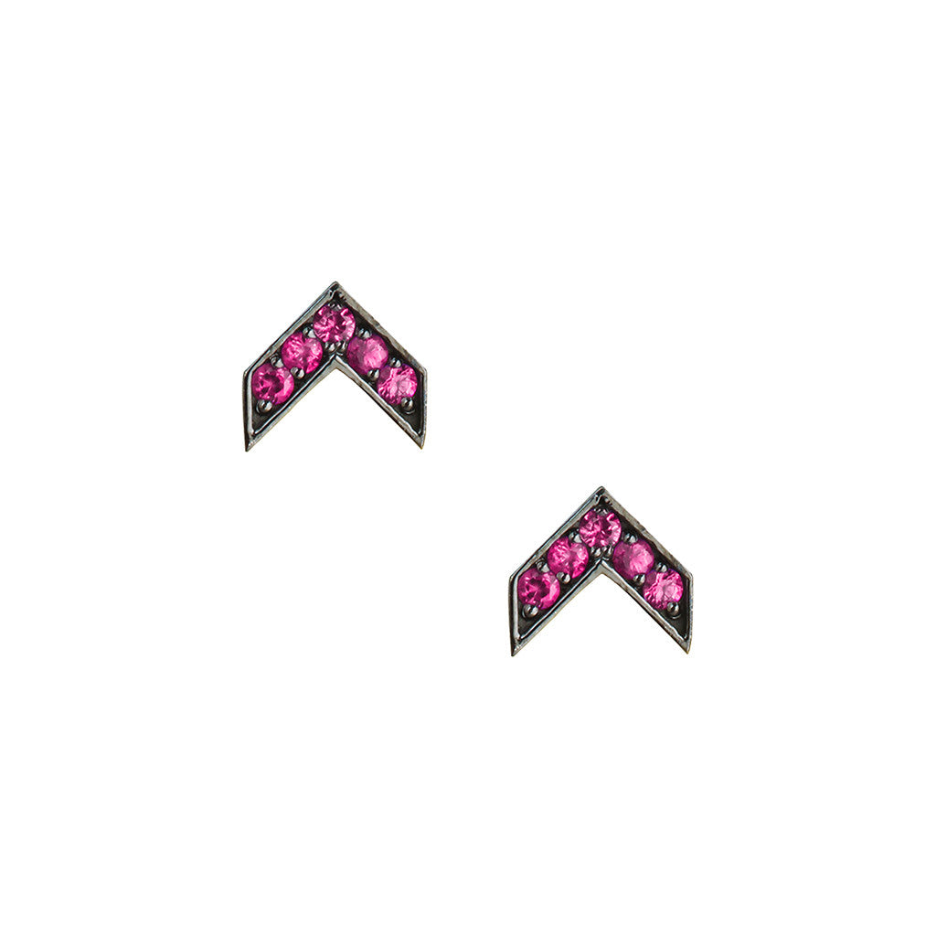 Pink Sapphire Chevron Studs