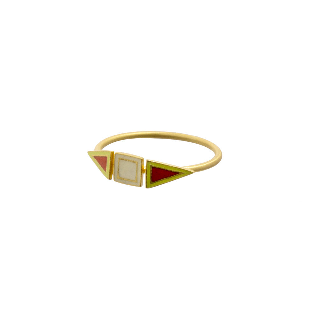 Red & Yellow Holi Enamel Ring