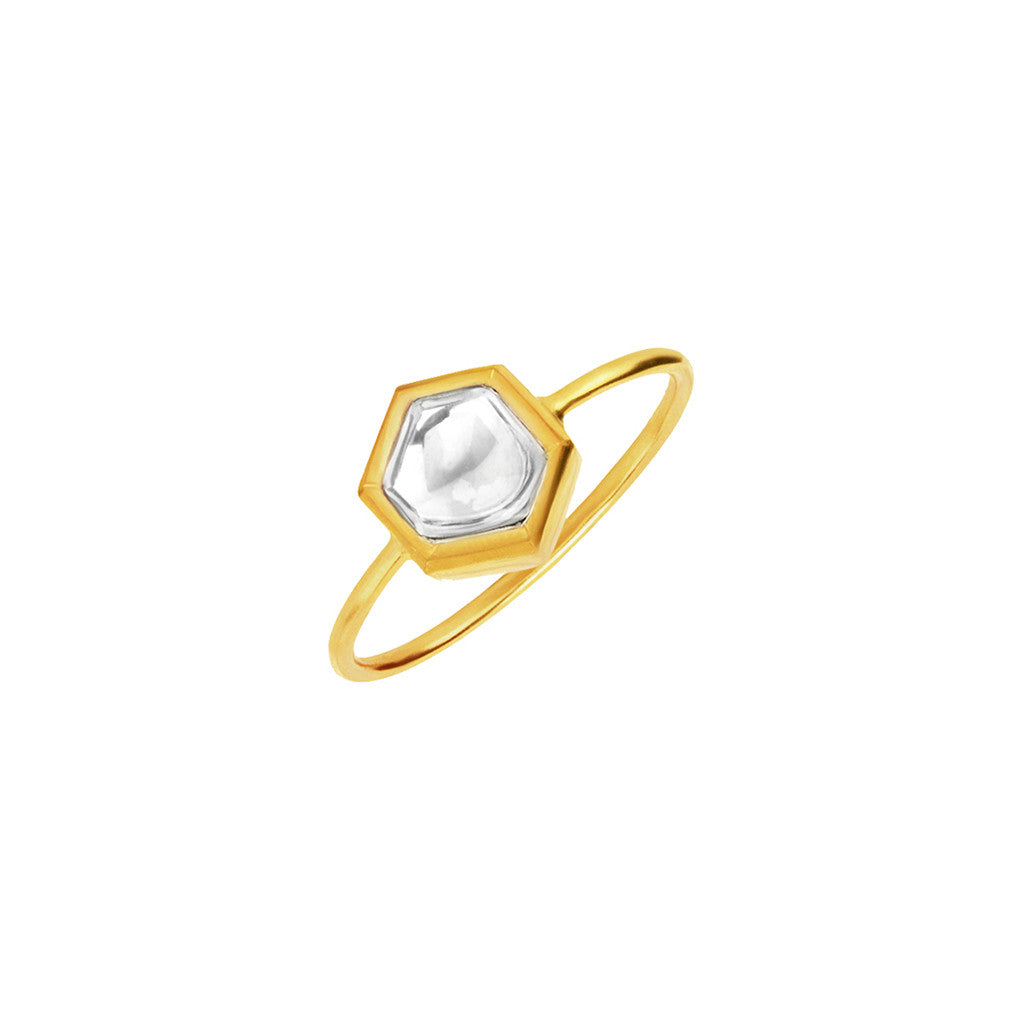 Hexagon Polki Diamond Ring