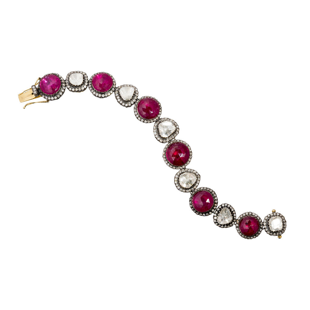 Diamond & Ruby Line Bracelet