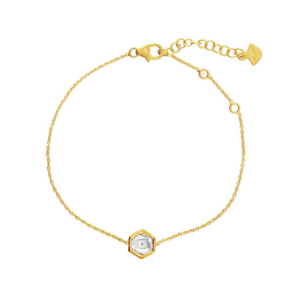 Hexagon Polki Diamond Chain Bracelet