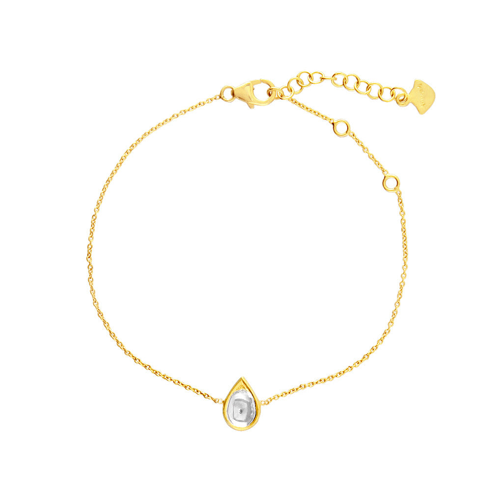 Teardrop Polki Diamond Chain Bracelet