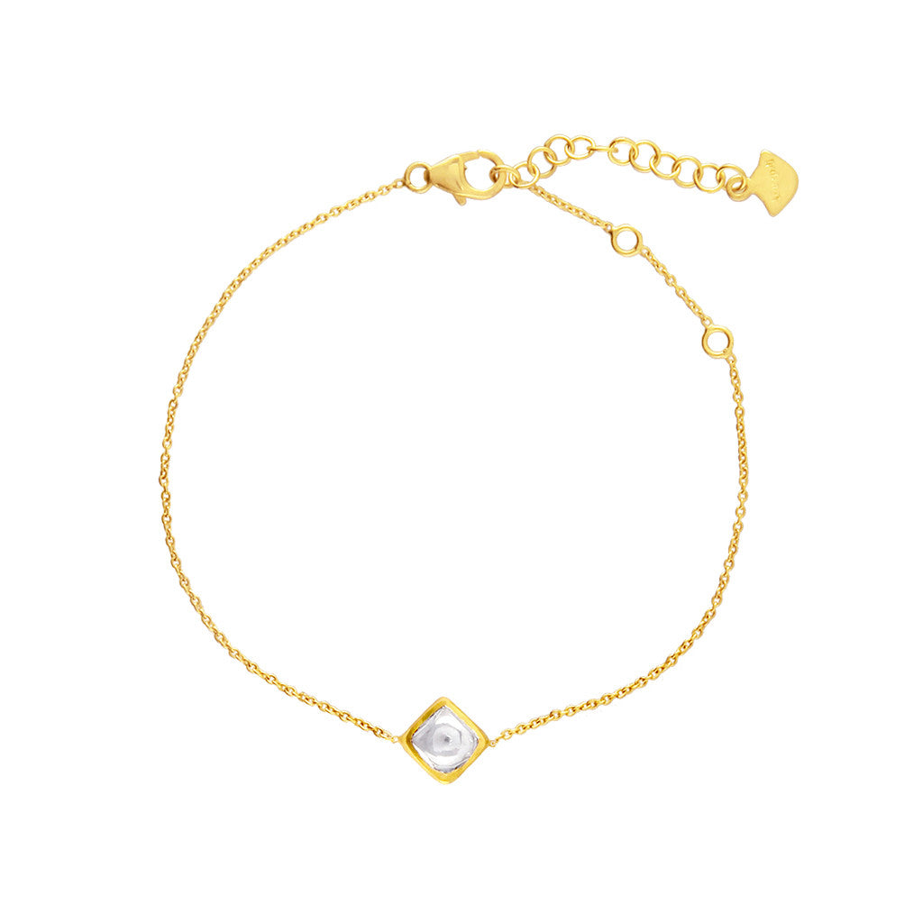 Square Polki Diamond Chain Bracelet