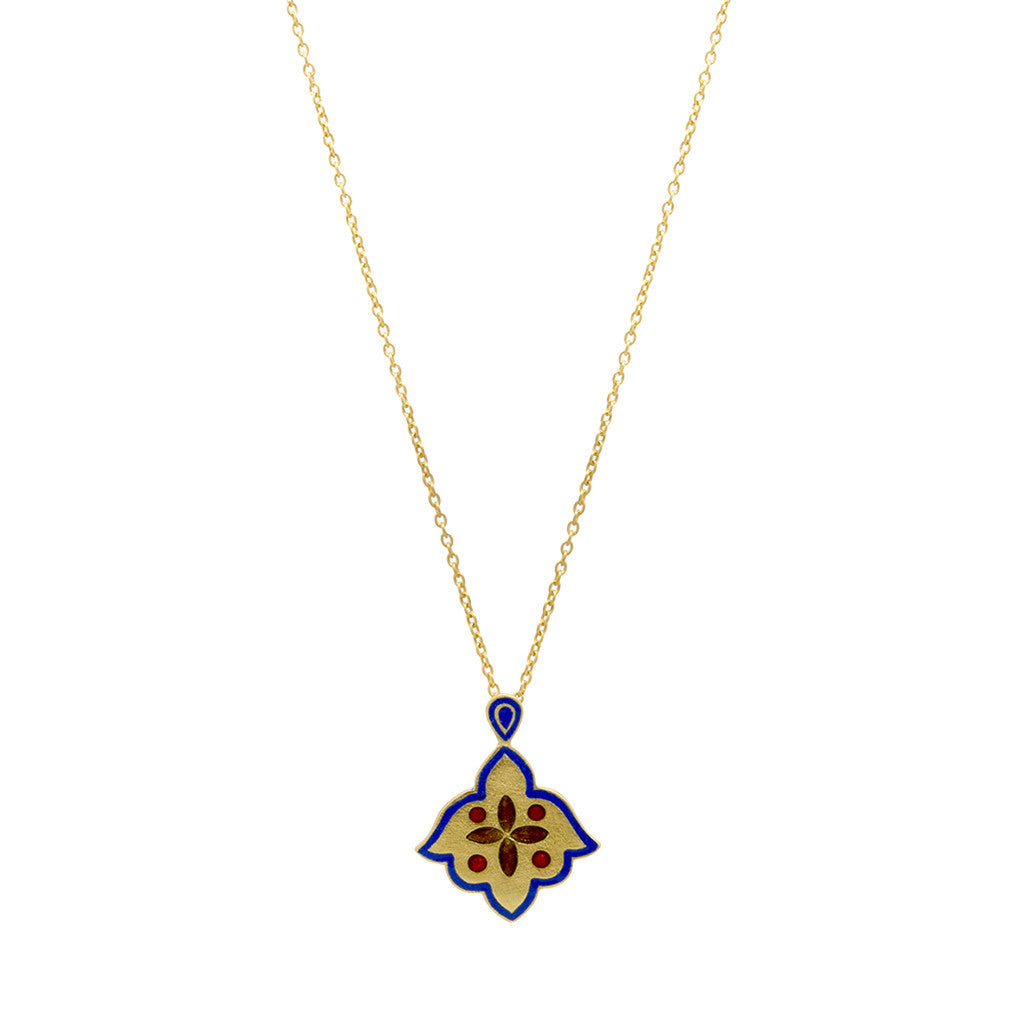 Blue & Red Holi Enamel Necklace