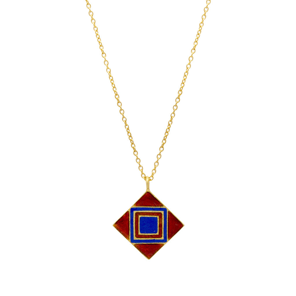 Red Holi Enamel Necklace