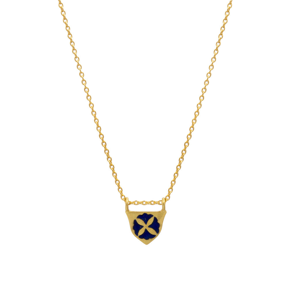 Navy Blue Holi Enamel Necklace
