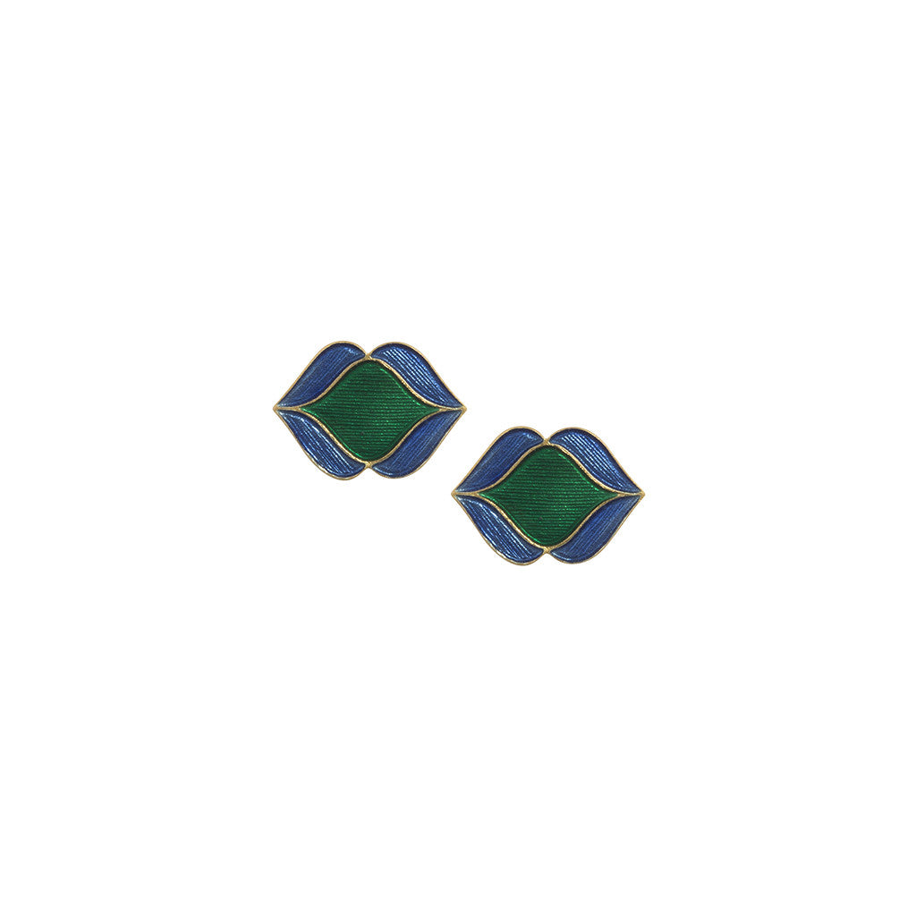 Blue & Green Enamel Earrings