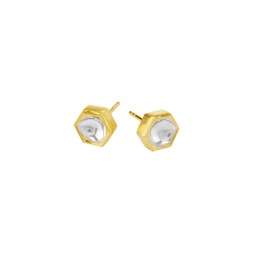 Hexagon Polki Diamond Studs