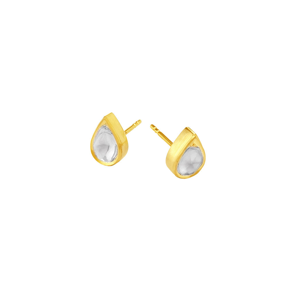 Teardrop Polki Diamond Studs