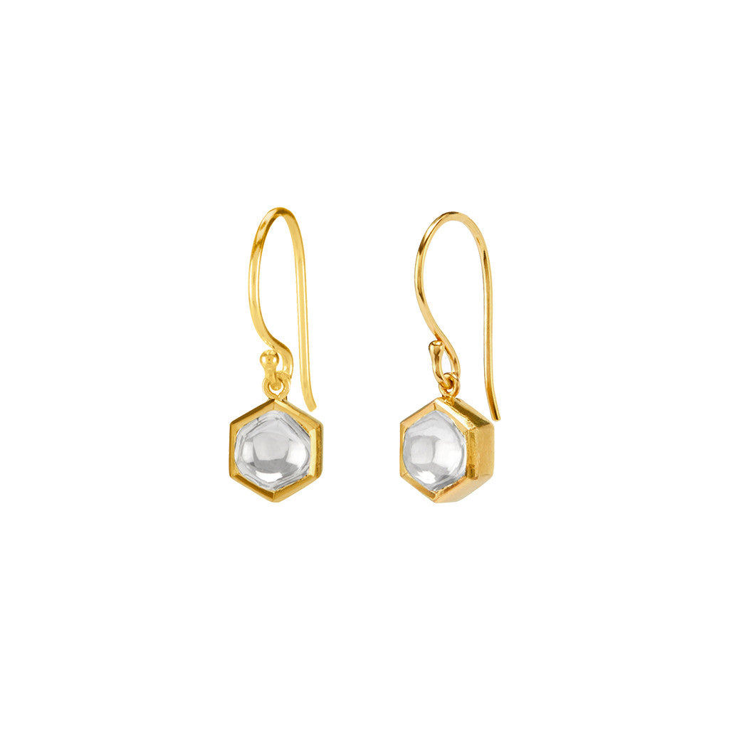 Hexagon Polki Diamond Earrings