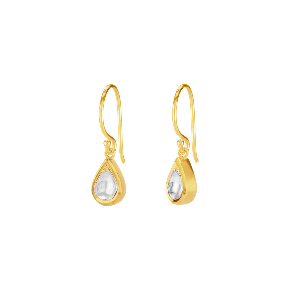 Teardrop Polki Diamond Earrings