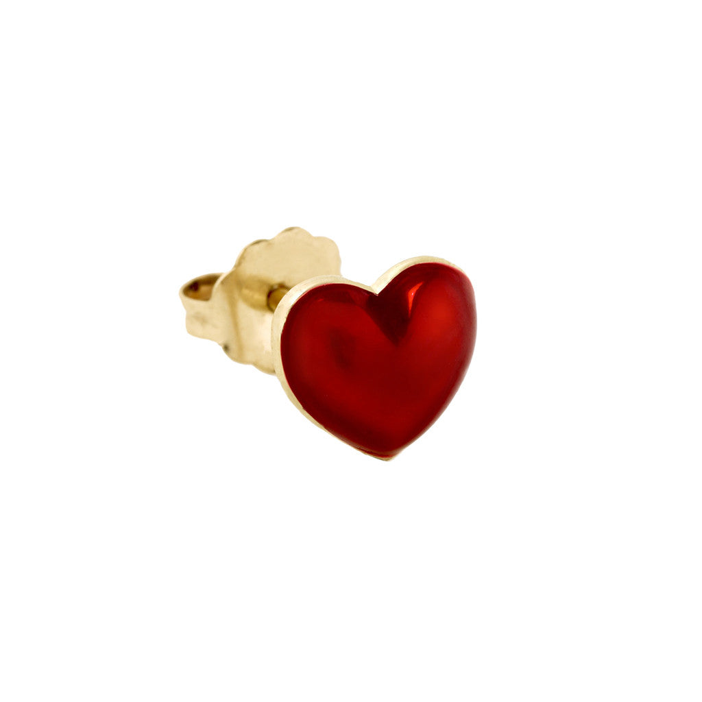 Single Red Heart Stud