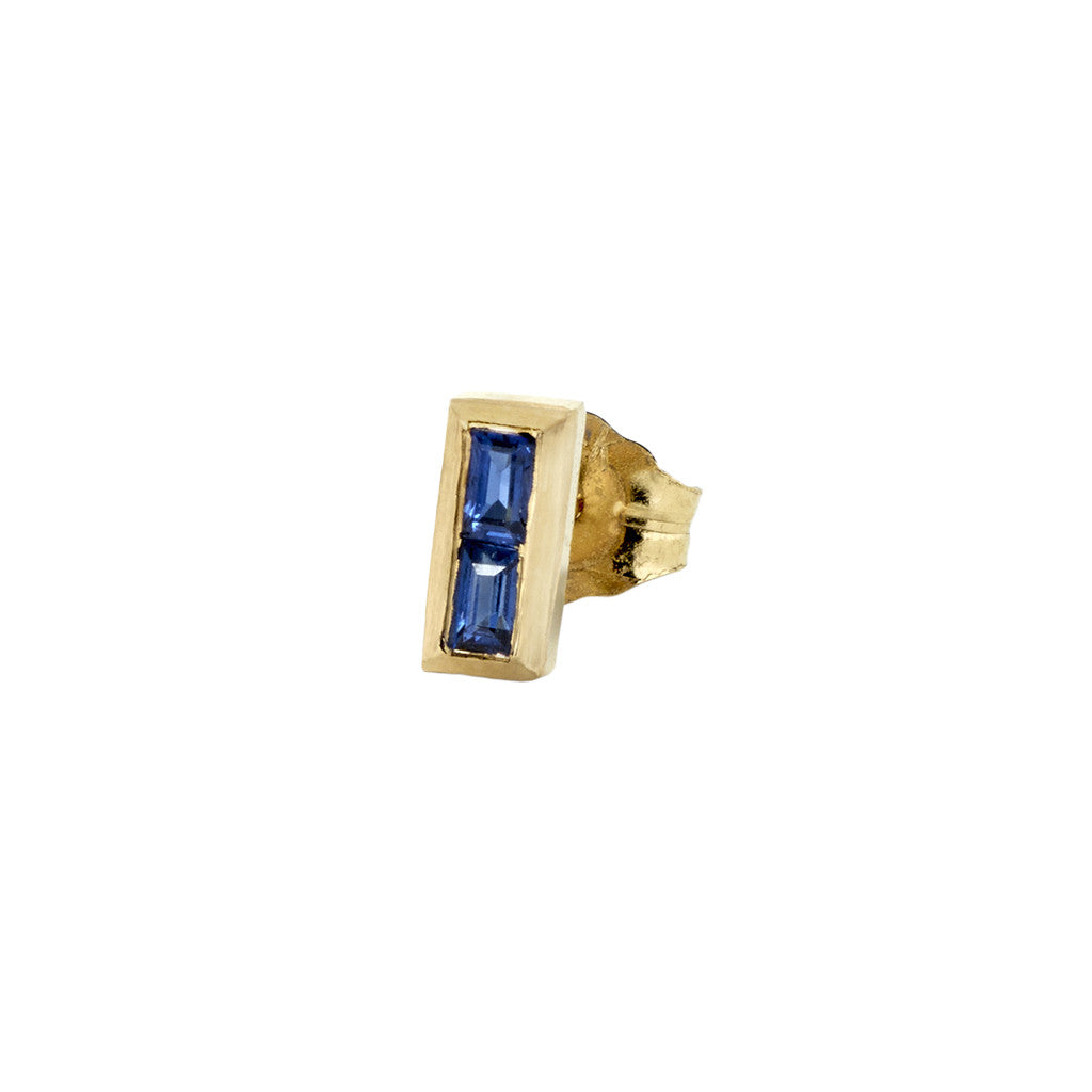 Blue Sapphire Baguette Stud