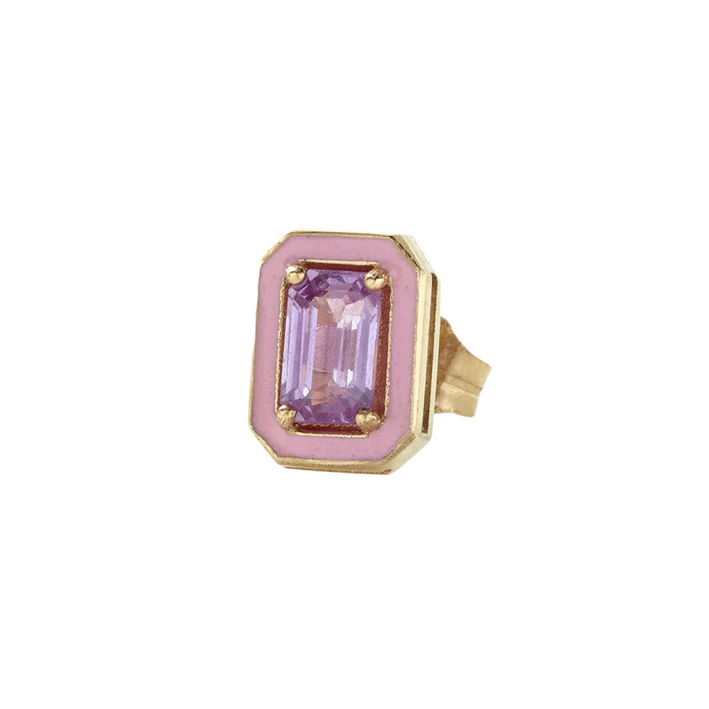 Pink Sapphire Enamel Stud