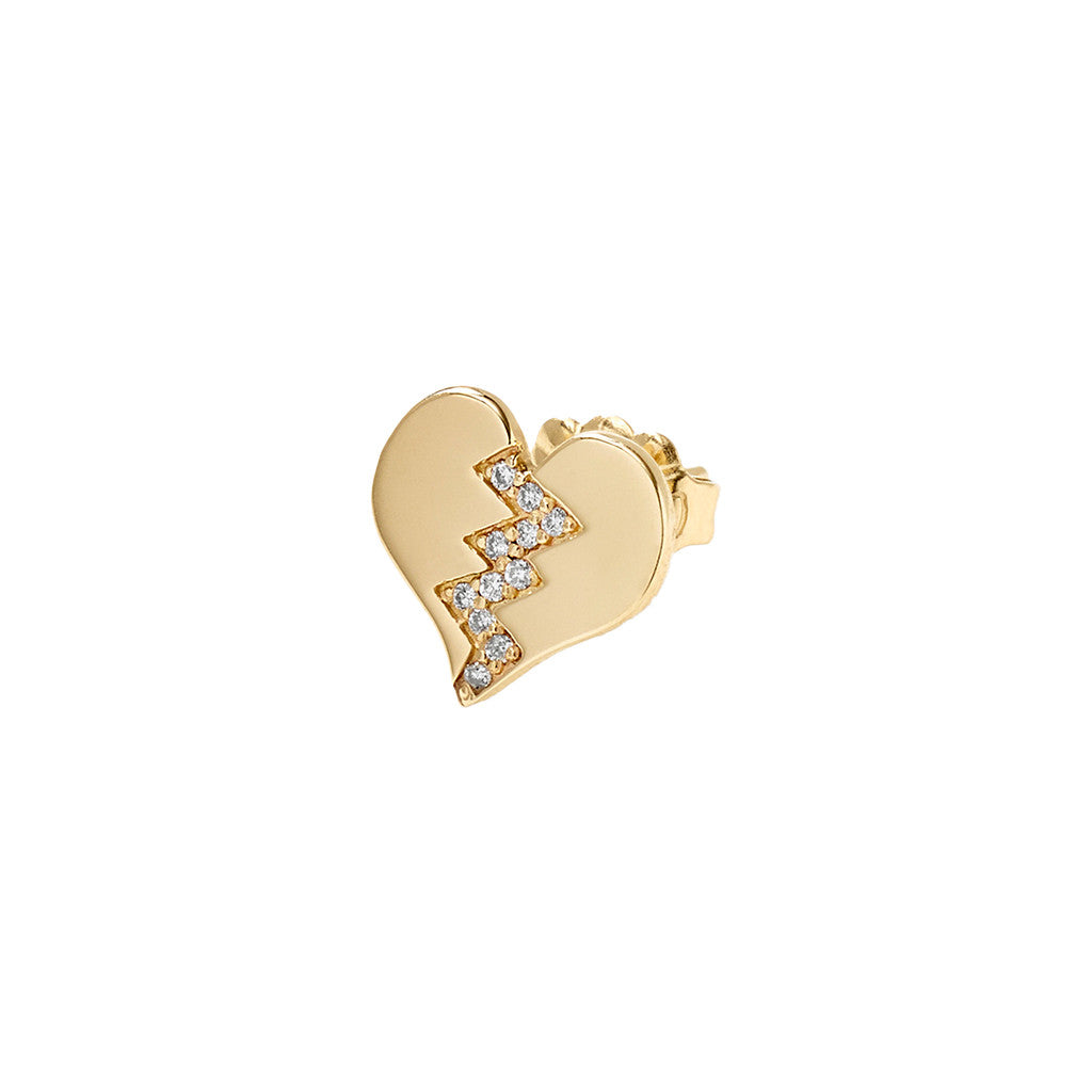 White Diamond Broken Heart Stud