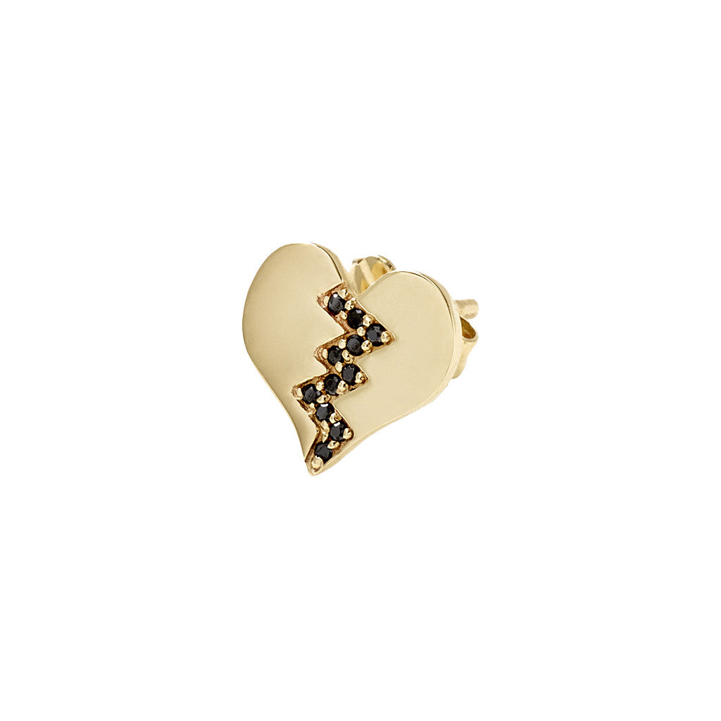 Black Diamond Broken Heart Stud