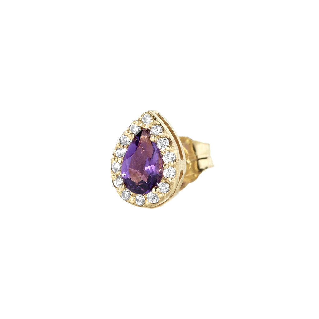Amethyst & Diamond Stud