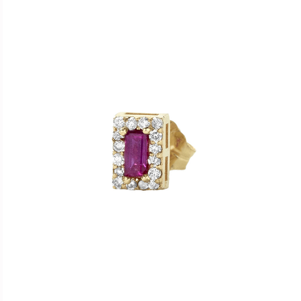 Rectangle Ruby Stud