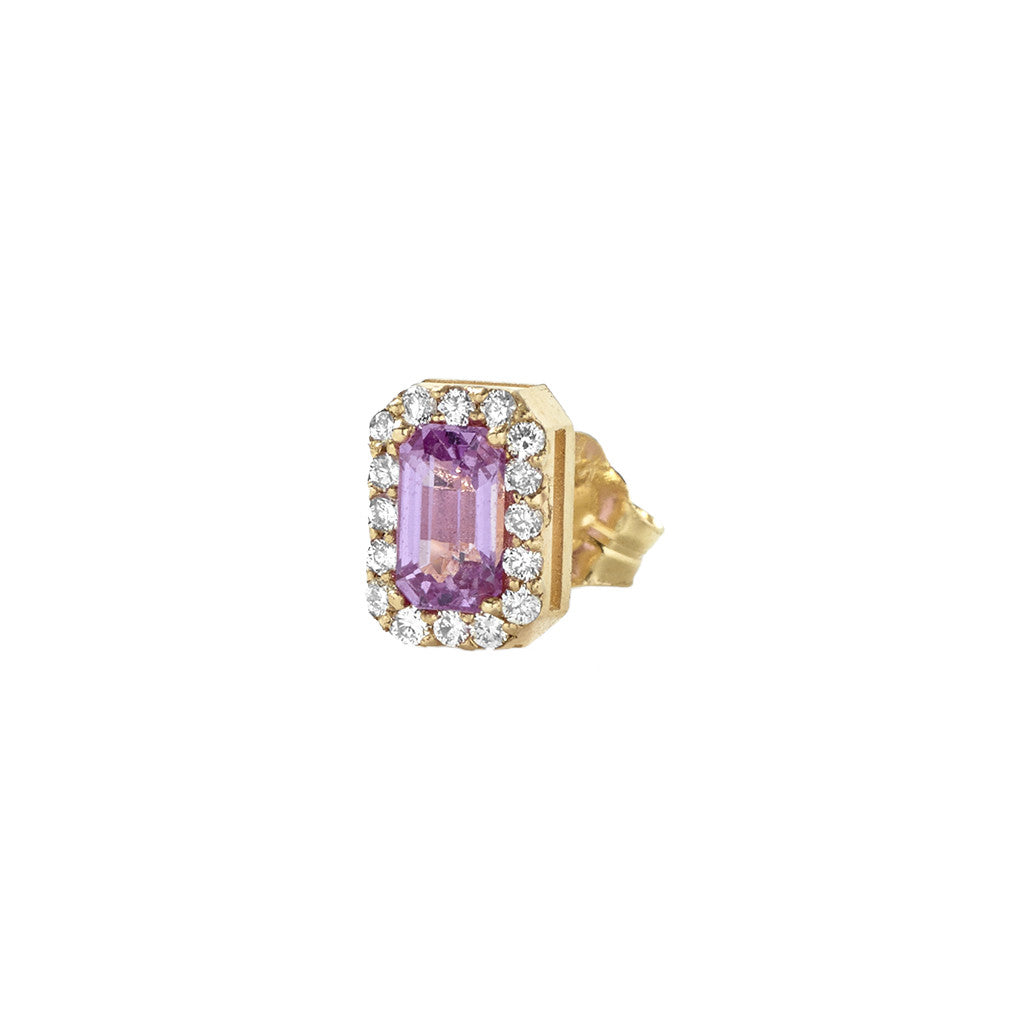 Rectangle Pink Sapphire Stud
