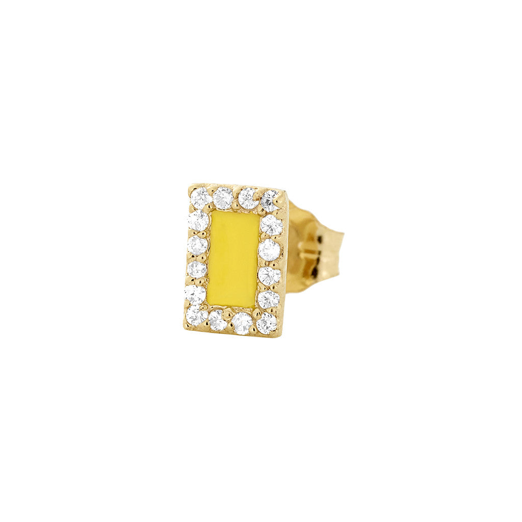 Yellow Rectangle Enamel Stud