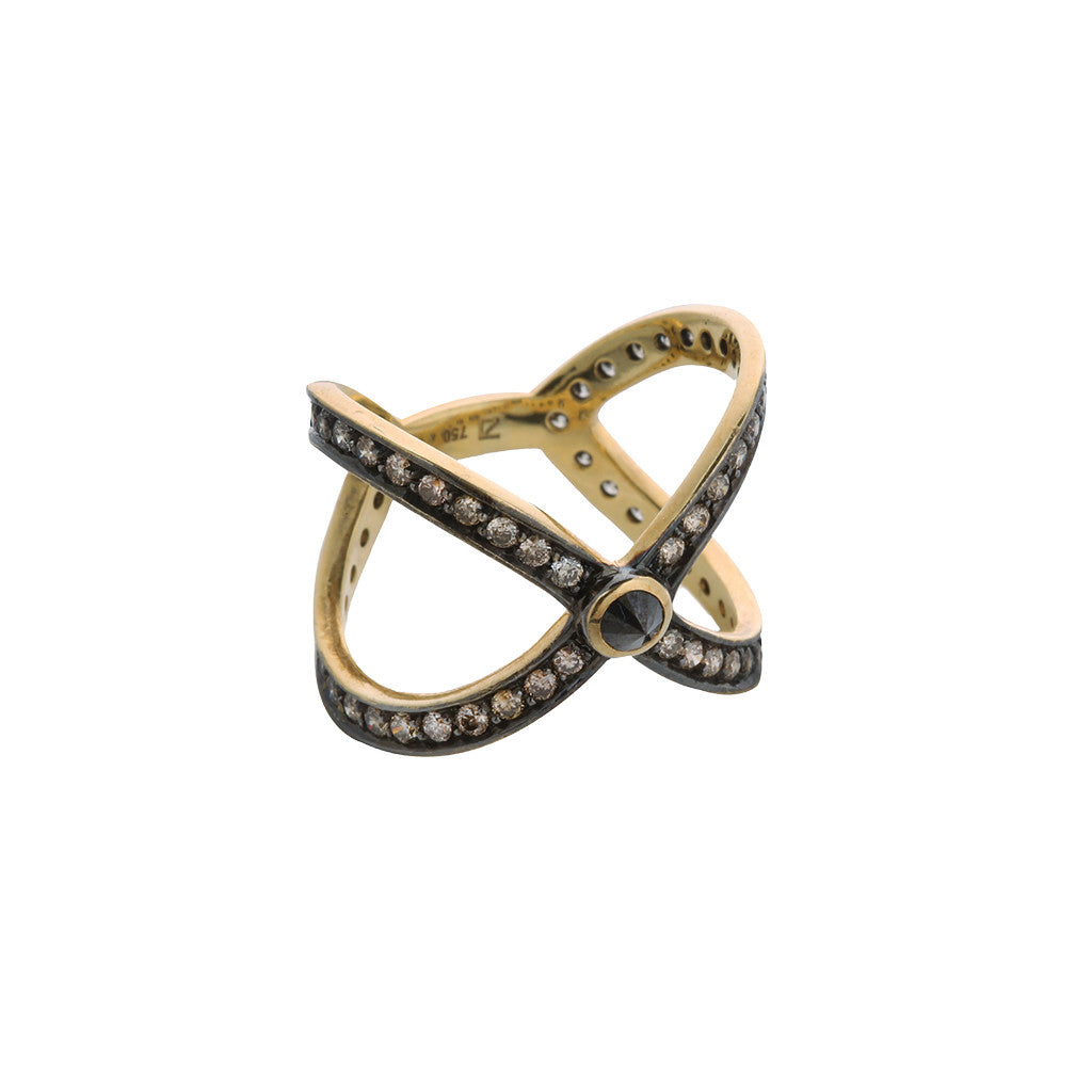 White Gold Diamond Cross Ring