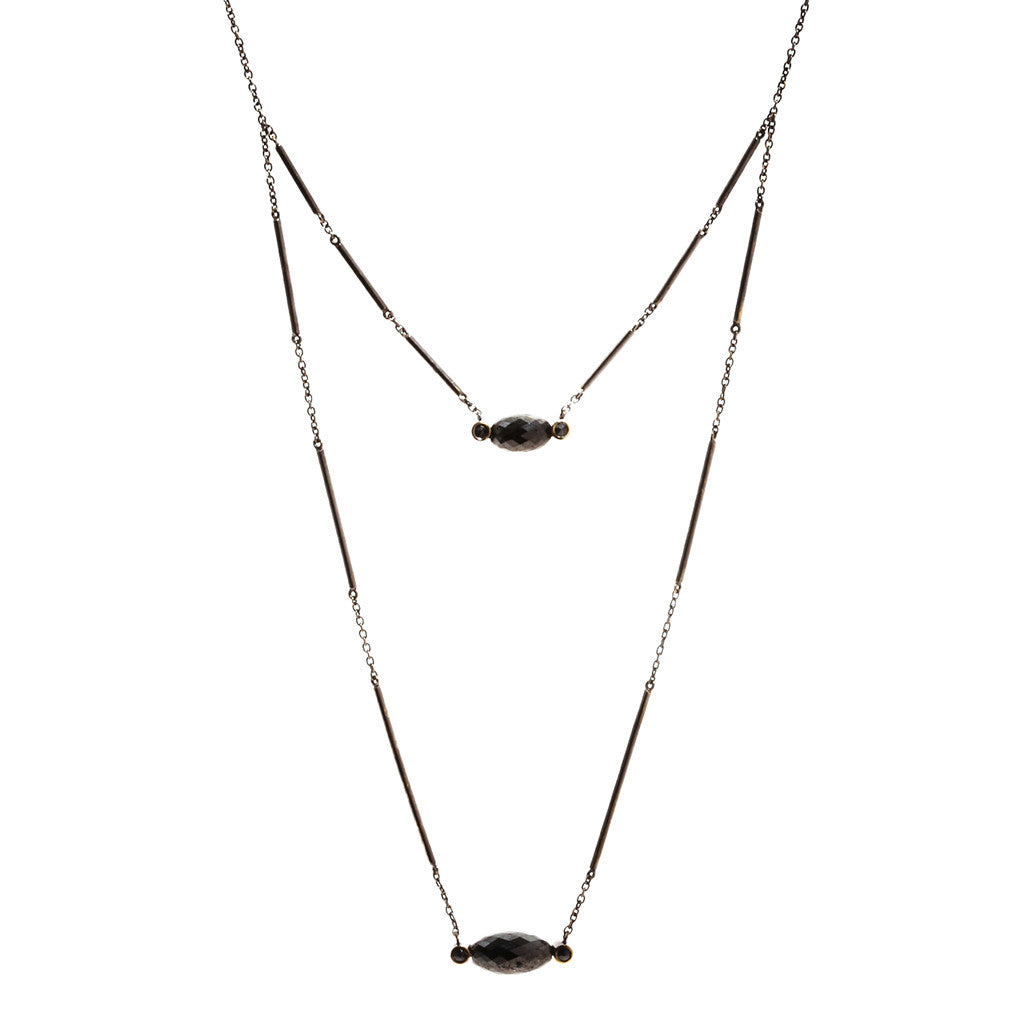 Double Faceted Black Diamond Necklace