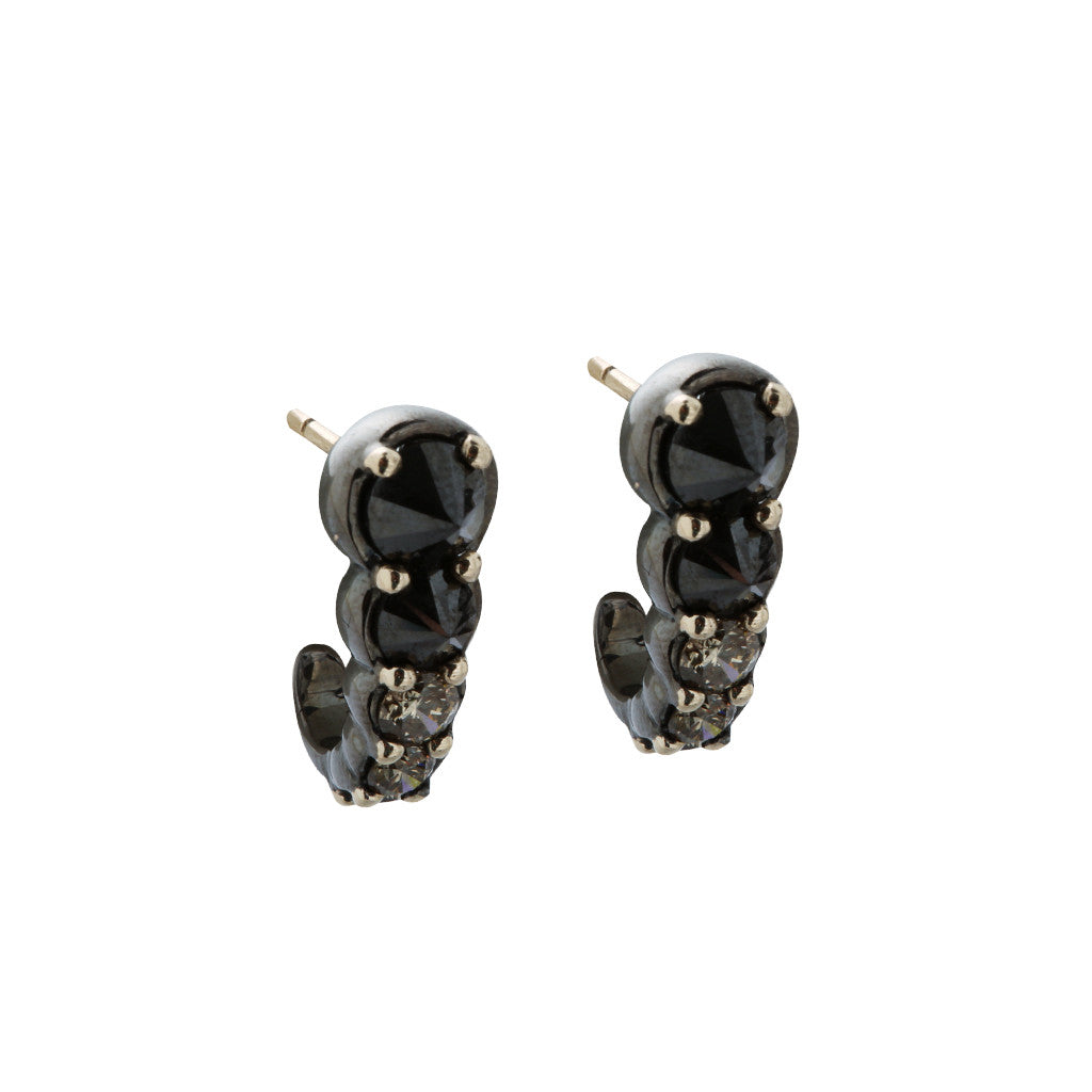 Black & Brown Diamond Hook Earrings