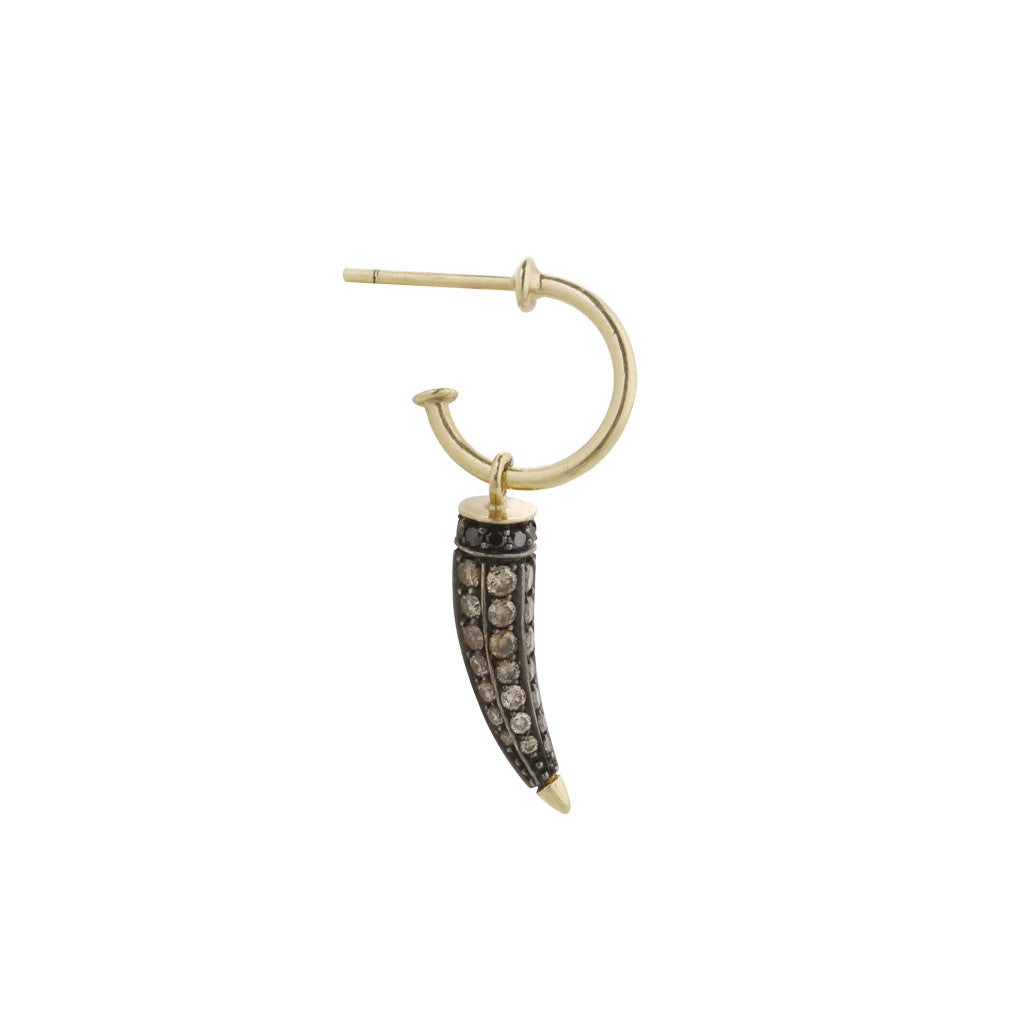 Single Brown Diamond Horn Earring