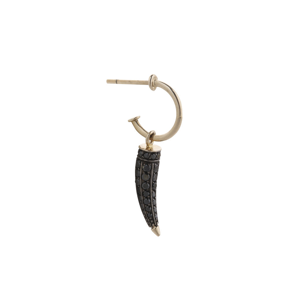 Single Black Diamond Horn Earring