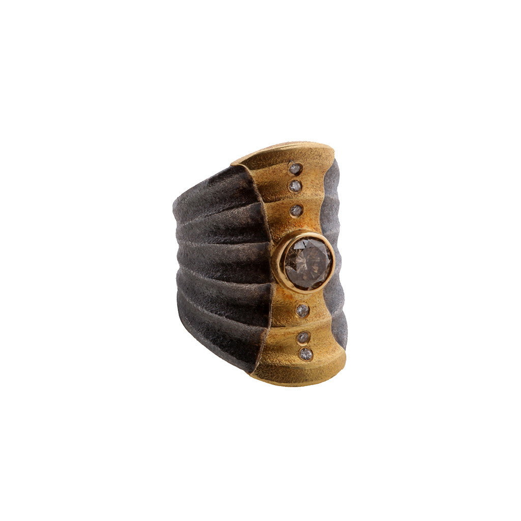 Gold & Silver Brown Diamond Ring