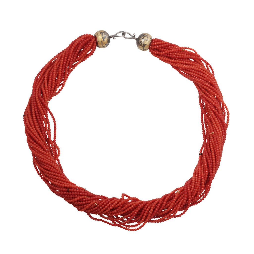 Coral Bead Strand Necklace
