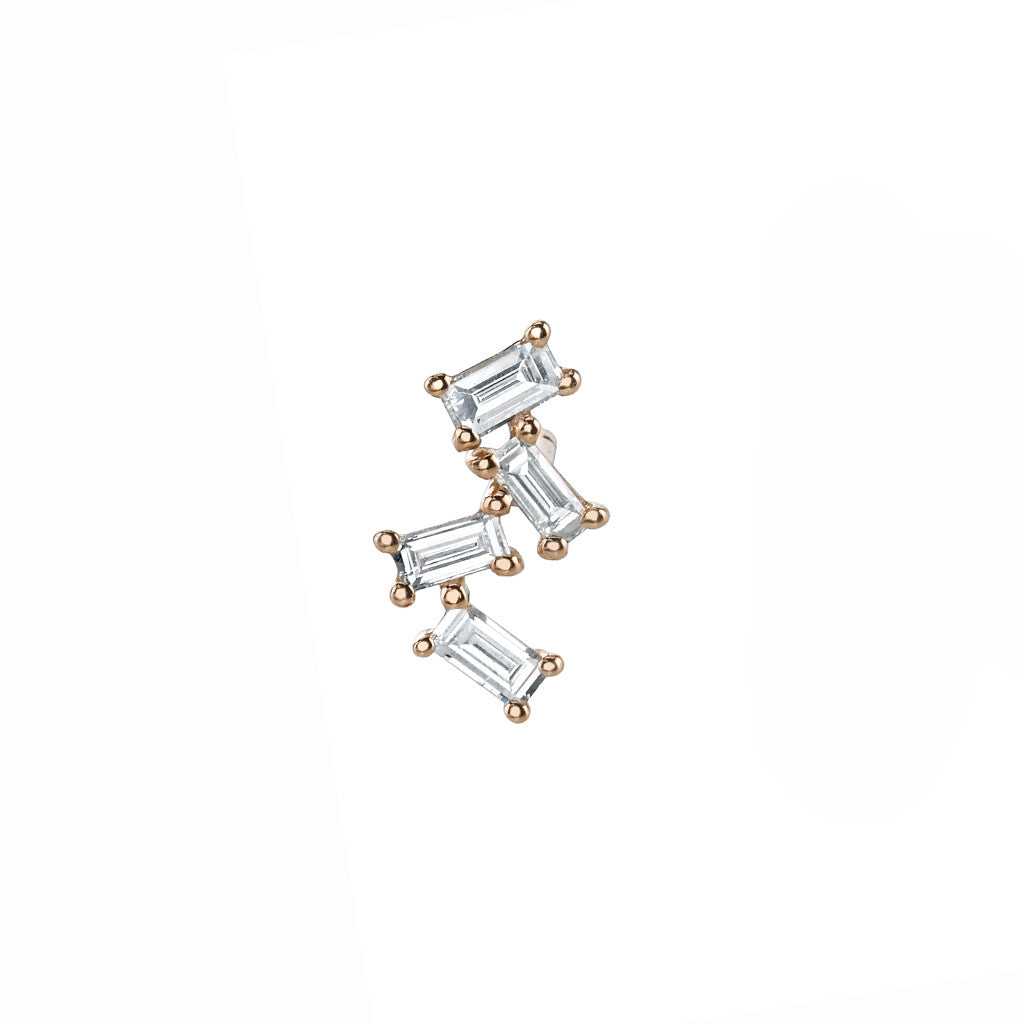 Single Baguette Cluster Stud