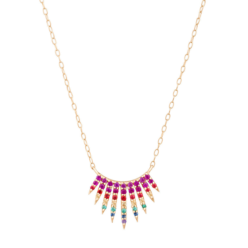 Multi Stone Rising Sun Necklace