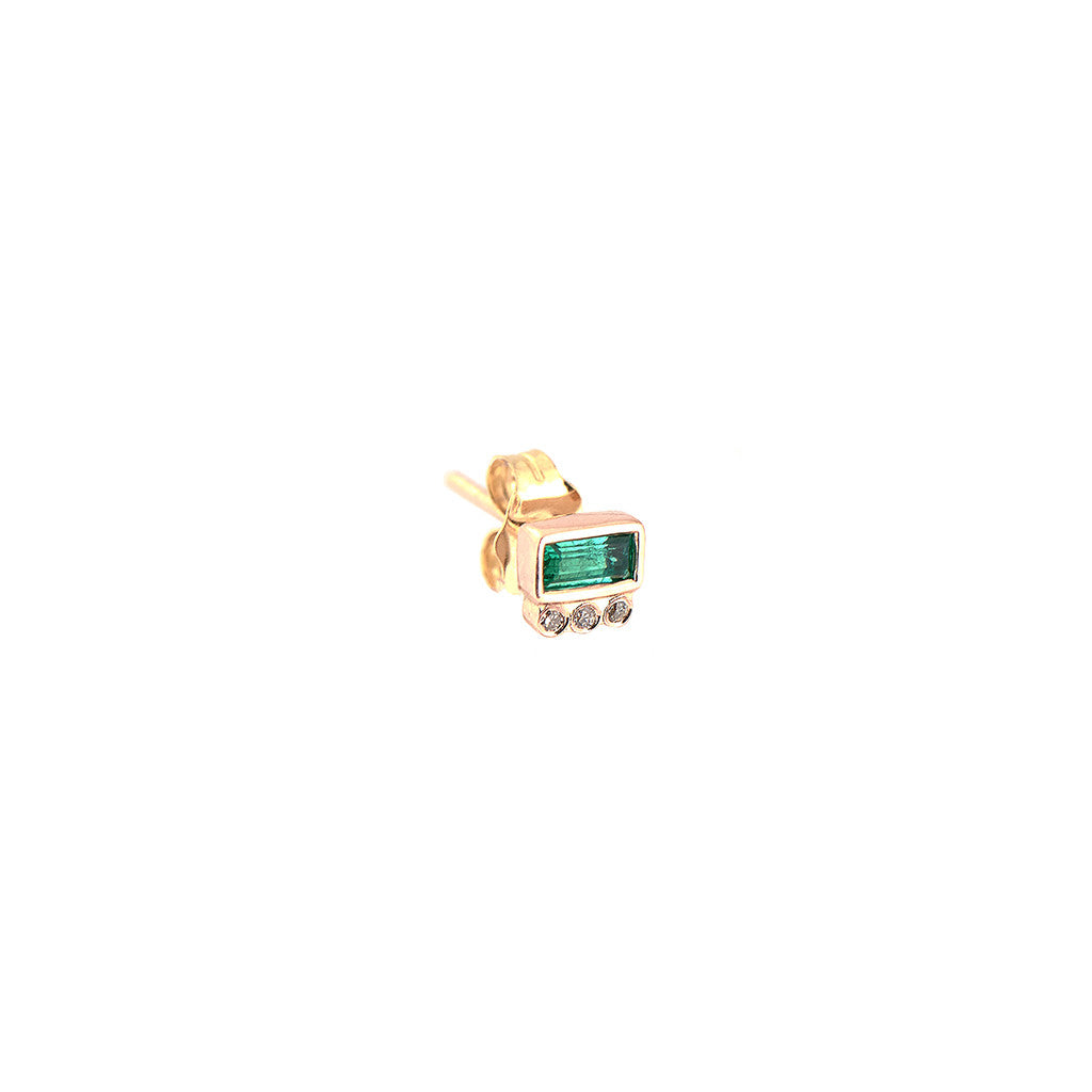 Emerald & Diamond Stud