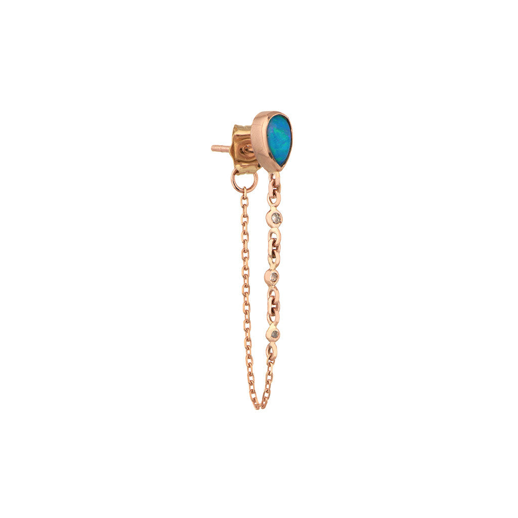Pear Opal & Diamond Chain Earring