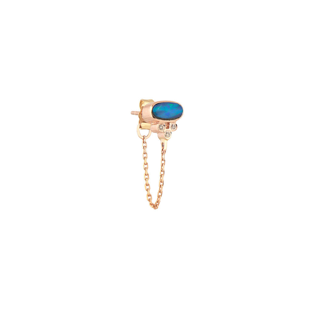 Cloud Opal & Diamond Chain Earring