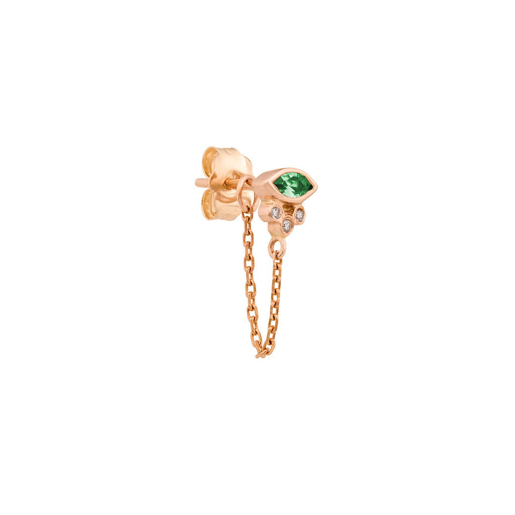 Marquis Emerald & Tube Diamond Chain Earring