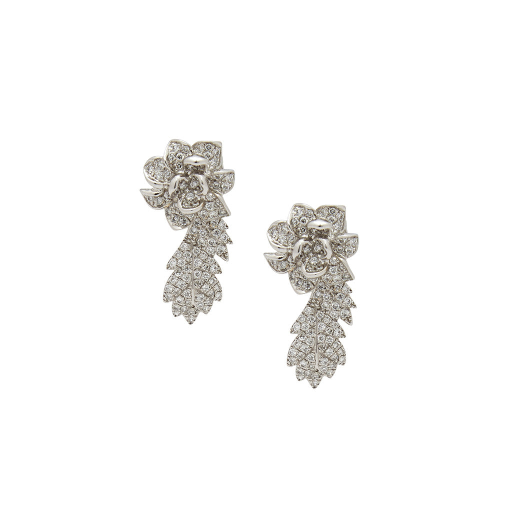 White Rose Earrings