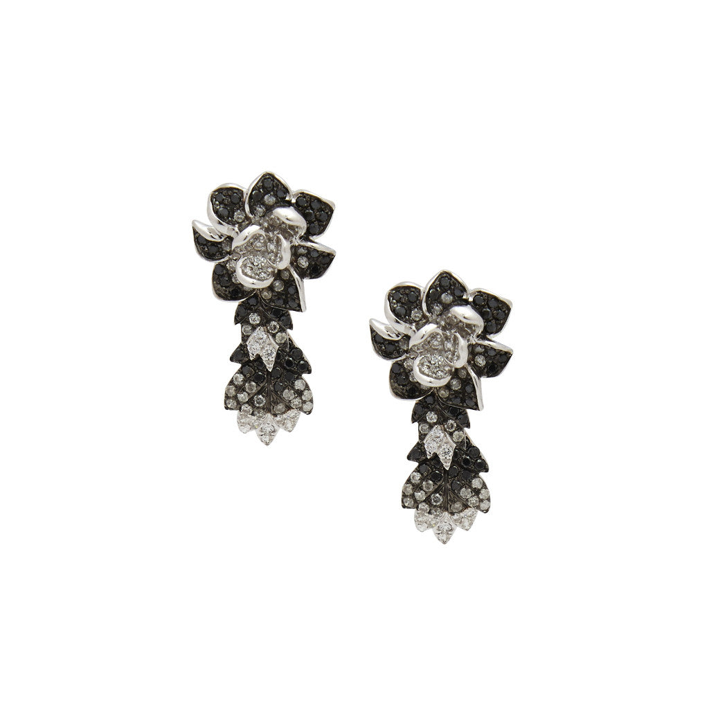 Mixed Diamond Rose Earrings