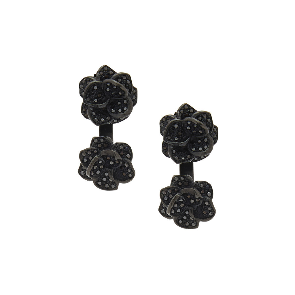 Black Double Rose Studs