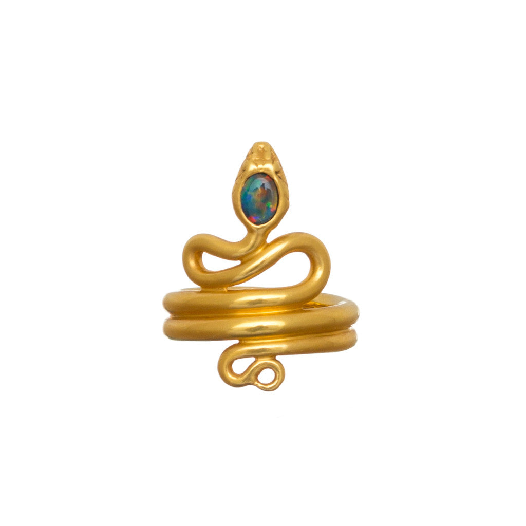 Black Opal Serpent Ring