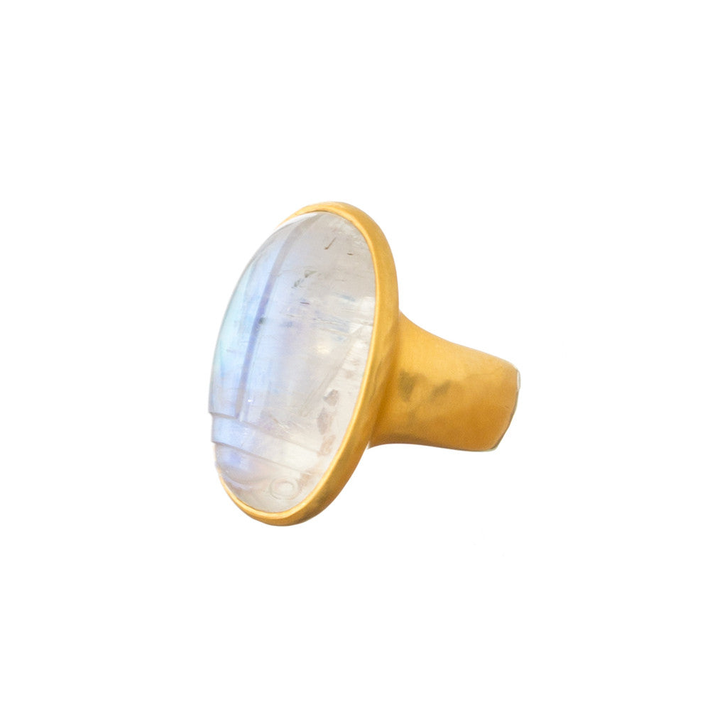 Moonstone Scarab Ring