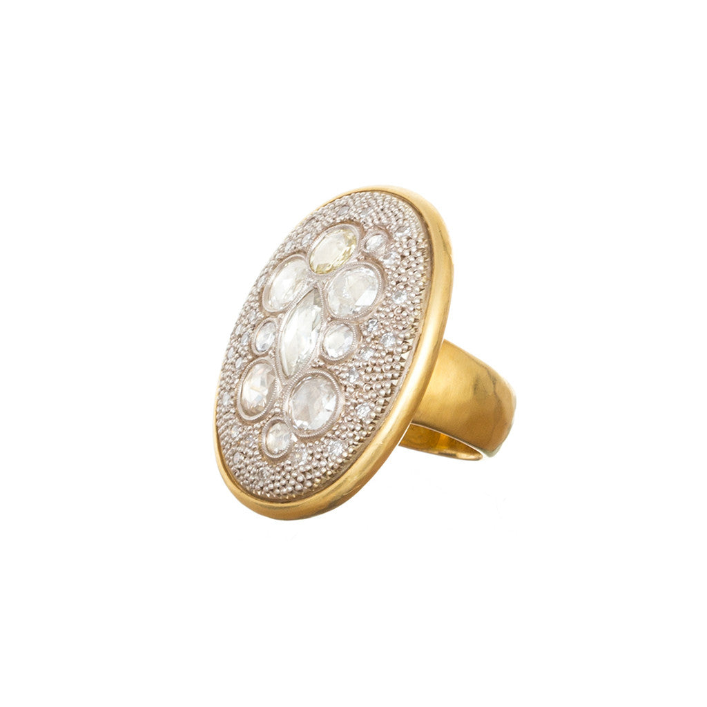 Rosecut Diamond Shield Ring